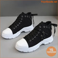 Women's Canvas Platform Sneakers, Zip Detail Lace Up High Top Shoes, Casual All-Match Sports Shoes - YourGoods Online Shop