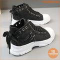 Women's Canvas Platform Sneakers, Zip Detail Lace Up High Top Shoes, Casual All-Match Sports Shoes - YourGoods Online Shop