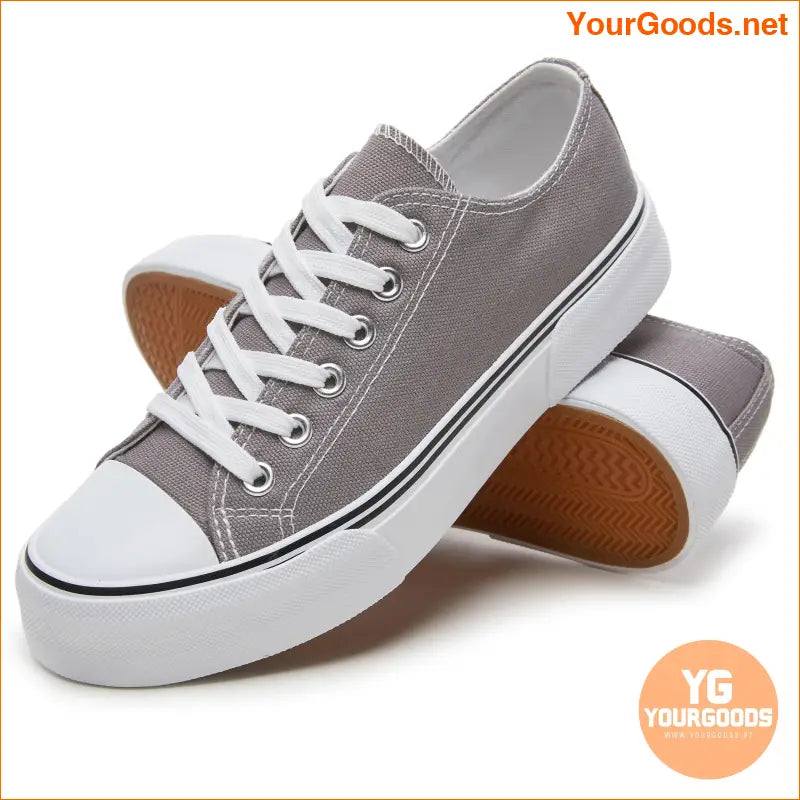 Women's Casual Fashion Sneakers - Lightweight Solid Color Canvas Shoes with Rubber Toe, Low Top Lace-up Closure, Plain Toe Design, Durable Rubber Sole, Comfortable Canvas Insole & Lining - Versatile All-Season Footwear - YourGoods Online Shop