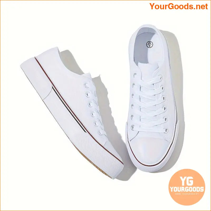 Women's Casual Fashion Sneakers - Lightweight Solid Color Canvas Shoes with Rubber Toe, Low Top Lace-up Closure, Plain Toe Design, Durable Rubber Sole, Comfortable Canvas Insole & Lining - Versatile All-Season Footwear - YourGoods Online Shop