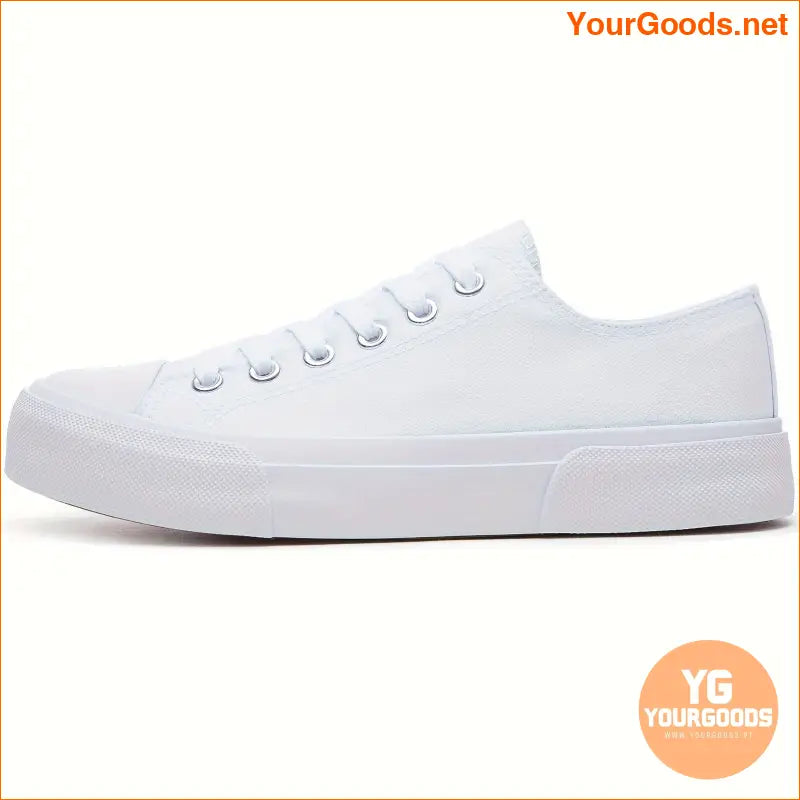 Women's Casual Fashion Sneakers - Lightweight Solid Color Canvas Shoes with Rubber Toe, Low Top Lace-up Closure, Plain Toe Design, Durable Rubber Sole, Comfortable Canvas Insole & Lining - Versatile All-Season Footwear - YourGoods Online Shop