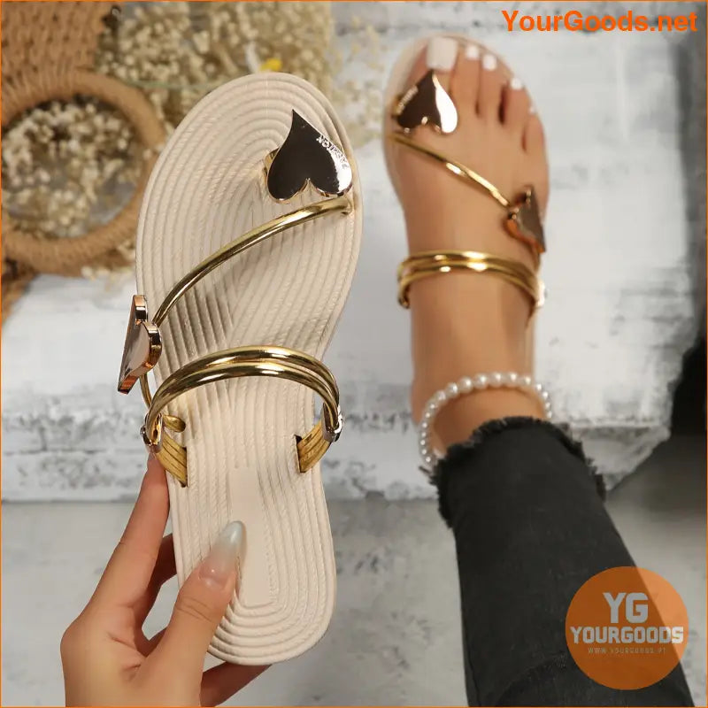 Womens Casual Heart Decor Slide Sandals - YourGoods Online Shop