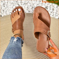 Womens Casual Loop Toe Buckle Strap Slide Sandals - YourGoods Online Shop