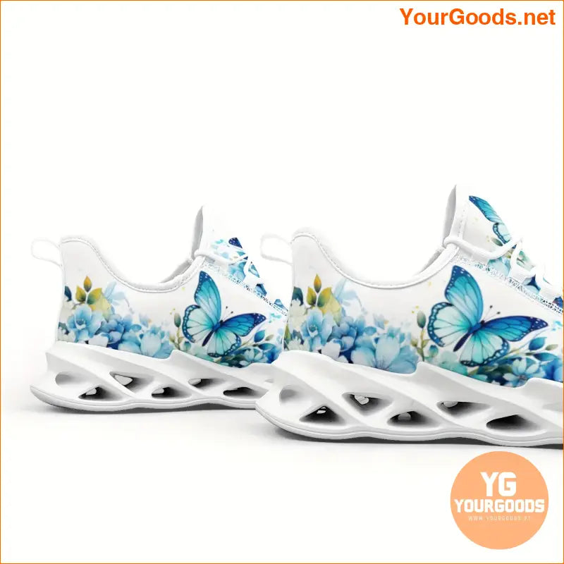 Women's Casual Slip On Sneakers, Butterfly Print Lace Up Soft Sole Blade Sporty Shoes, Comfort Low-top Daily Footwear for fall - YourGoods Online Shop