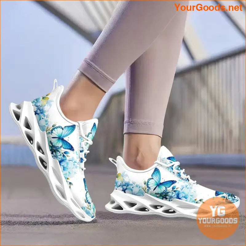 Women's Casual Slip On Sneakers, Butterfly Print Lace Up Soft Sole Blade Sporty Shoes, Comfort Low-top Daily Footwear for fall - YourGoods Online Shop