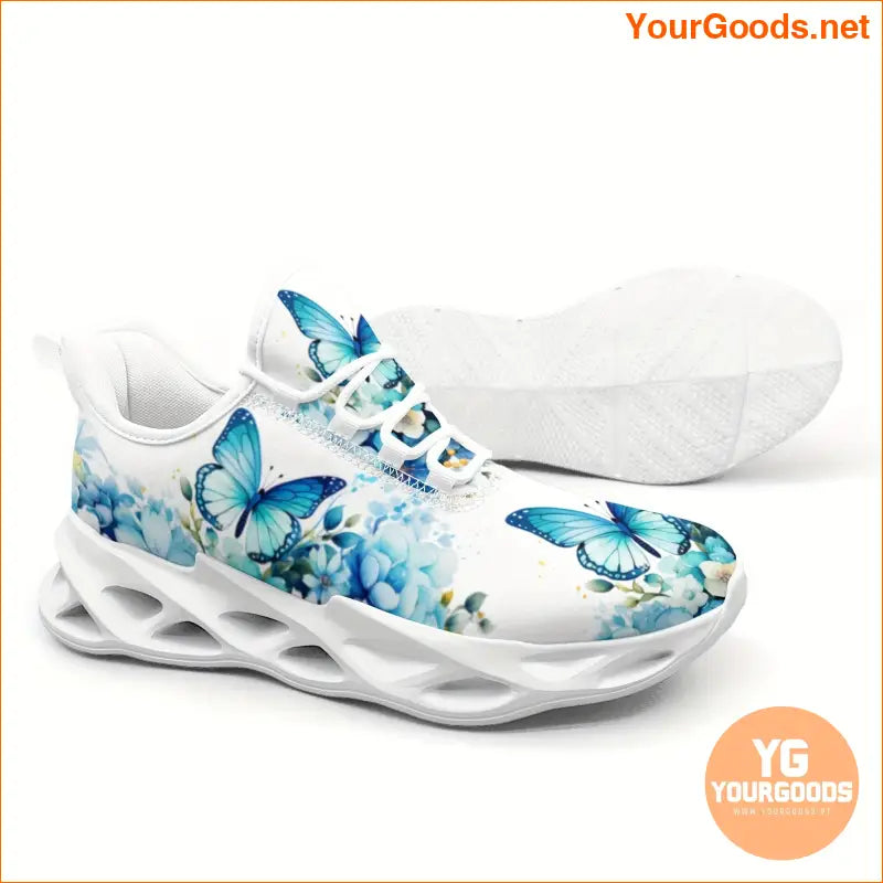 Women's Casual Slip On Sneakers, Butterfly Print Lace Up Soft Sole Blade Sporty Shoes, Comfort Low-top Daily Footwear for fall - YourGoods Online Shop