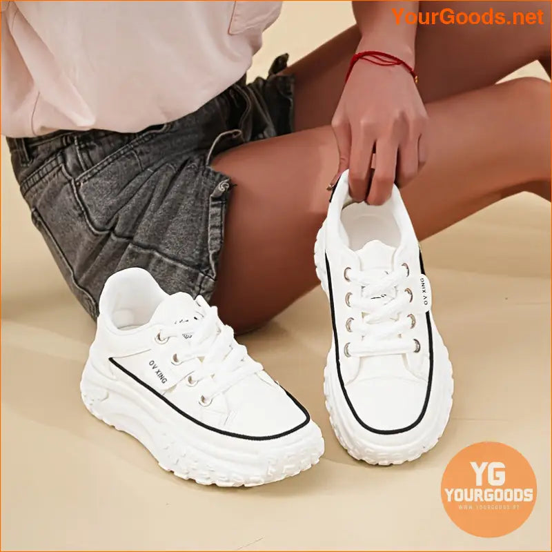 Women's Casual Sneakers, Comfortable Anti-Slip Fashion Shoes, All-Season Wear, Faux Leather, Versatile Style - YourGoods Online Shop