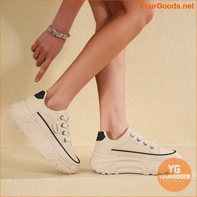 Women's Casual Sneakers, Comfortable Anti-Slip Fashion Shoes, All-Season Wear, Faux Leather, Versatile Style - YourGoods Online Shop