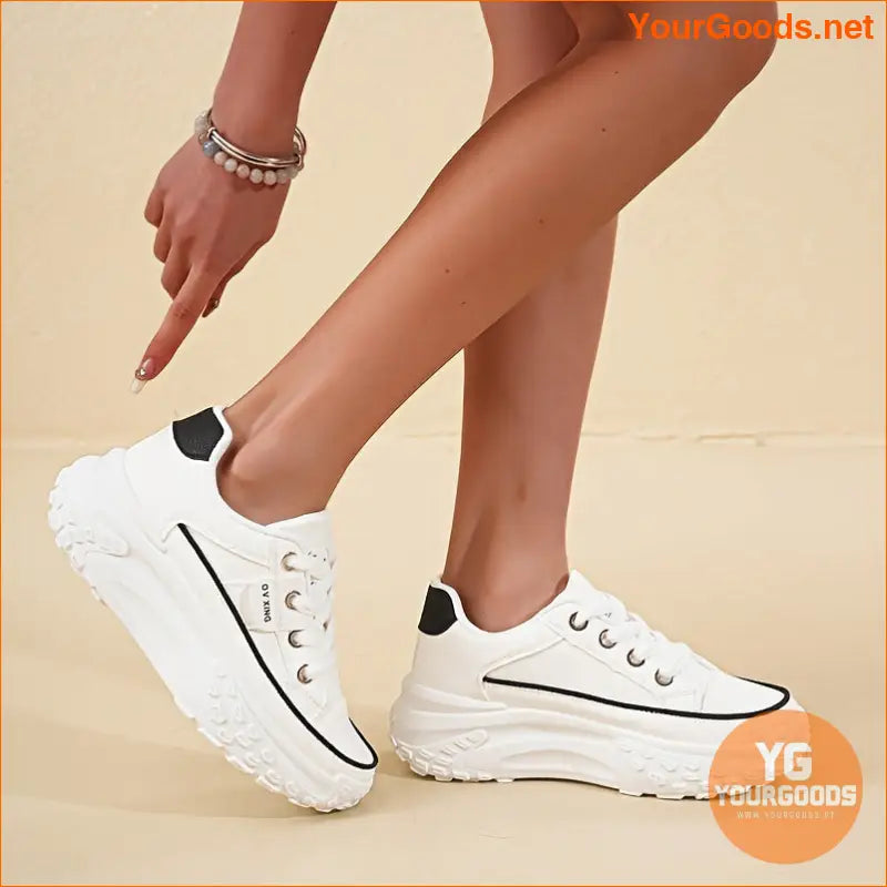 Women's Casual Sneakers, Comfortable Anti-Slip Fashion Shoes, All-Season Wear, Faux Leather, Versatile Style - YourGoods Online Shop