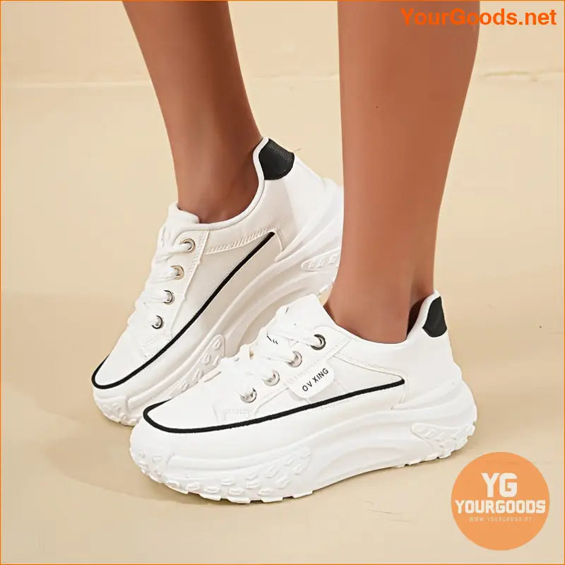 Women's Casual Sneakers, Comfortable Anti-Slip Fashion Shoes, All-Season Wear, Faux Leather, Versatile Style - YourGoods Online Shop