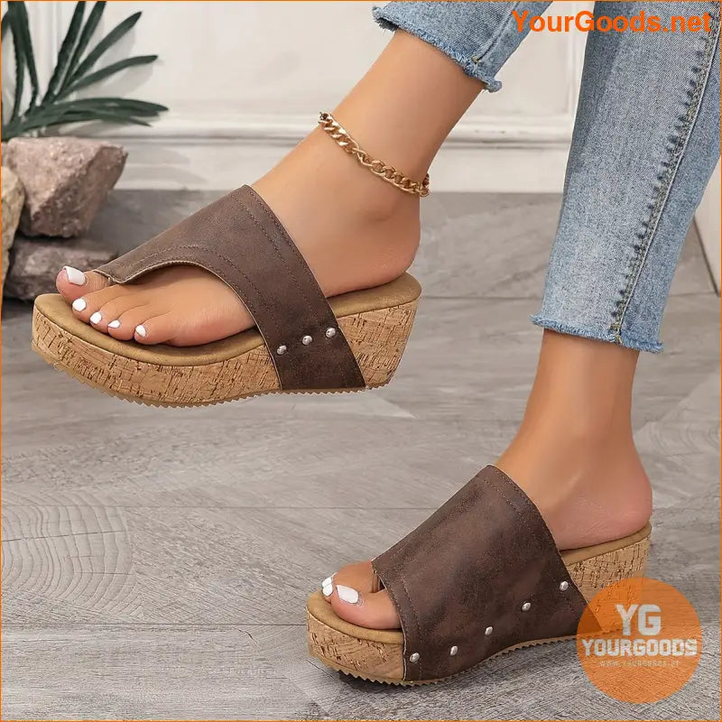 Womens Casual Toe Loop Wedge Sandals Open Toe - YourGoods Online Shop