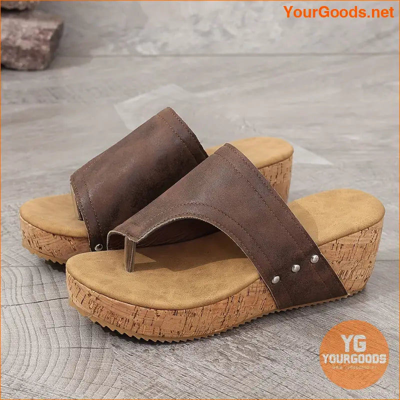 Womens Casual Toe Loop Wedge Sandals Open Toe - YourGoods Online Shop