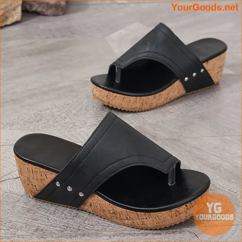 Womens Casual Toe Loop Wedge Sandals Open Toe - YourGoods Online Shop