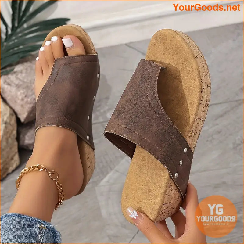 Womens Casual Toe Loop Wedge Sandals Open Toe - YourGoods Online Shop