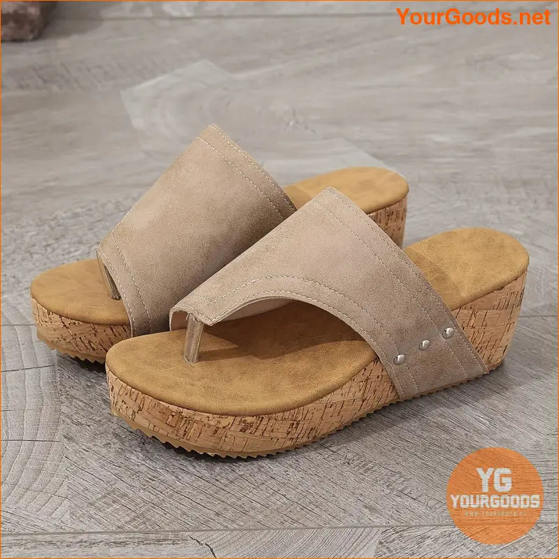 Womens Casual Toe Loop Wedge Sandals Open Toe - YourGoods Online Shop