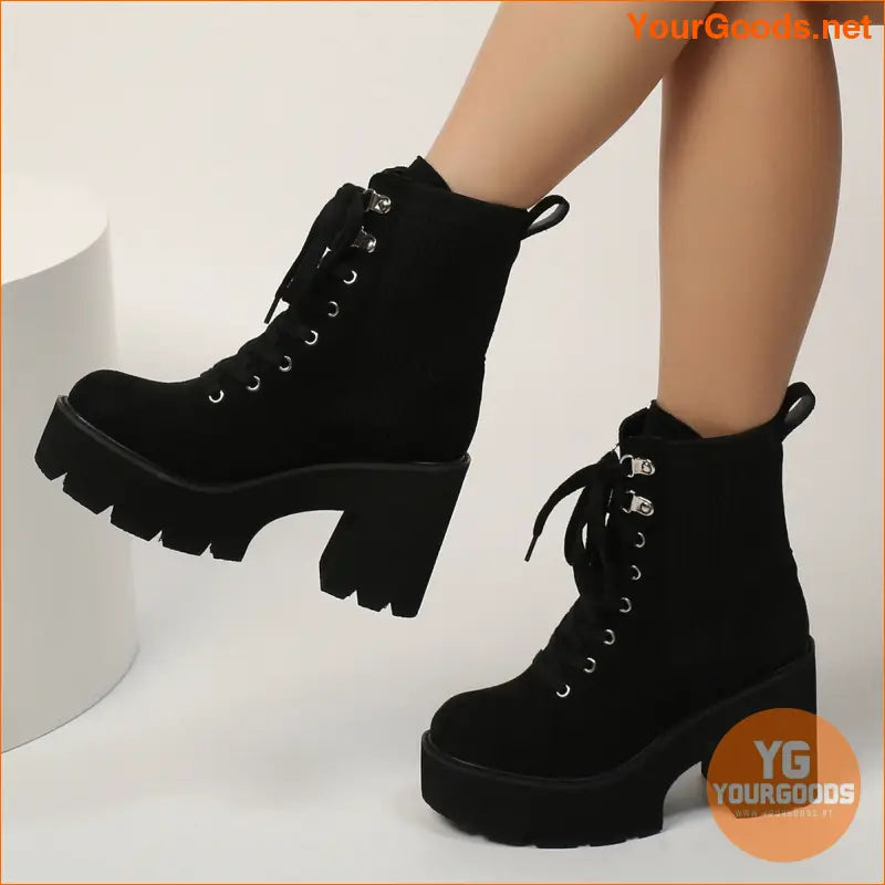 Womens Chic Knit High Heel Winter Boots - YourGoods Online Shop