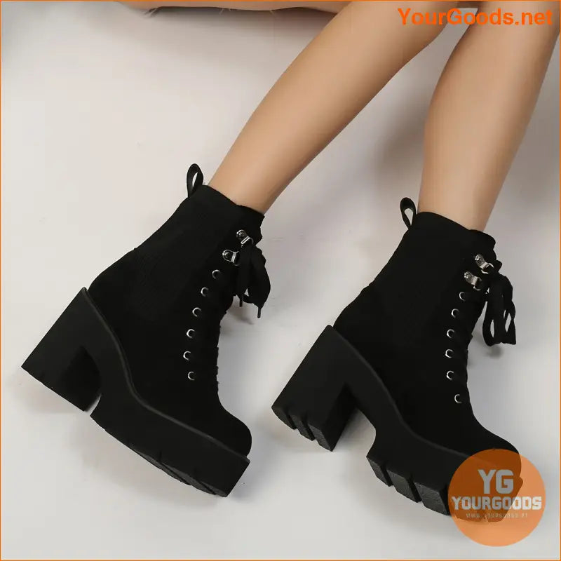 Womens Chic Knit High Heel Winter Boots - YourGoods Online Shop