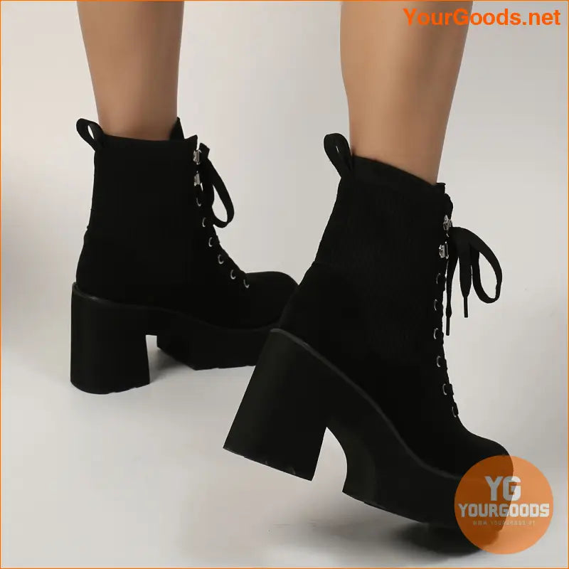 Womens Chic Knit High Heel Winter Boots - YourGoods Online Shop