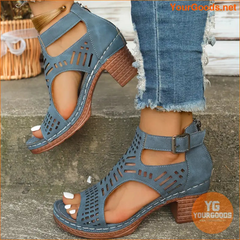 Womens Chic Summer OpenToe Wedge Sandals with Comfort - YourGoods Online Shop