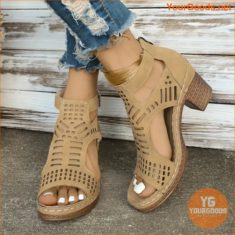 Womens Chic Summer OpenToe Wedge Sandals with Comfort - YourGoods Online Shop