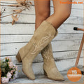 Womens Chunky Heel Fashion Cowboy Boots with Side Zipper - YourGoods Online Shop