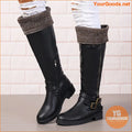 Womens Chunky Heel Knee High Zipper Boots - YourGoods Online Shop