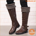 Womens Chunky Heel Knee High Zipper Boots - YourGoods Online Shop