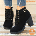 Womens Chunky Heel LaceUp Ankle Boots - YourGoods Online Shop