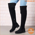 Womens Chunky Heel Over The Knee Boots with Side Zipper - YourGoods Online Shop