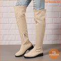 Womens Chunky Heel Over The Knee Boots with Side Zipper - YourGoods Online Shop