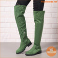 Womens Chunky Heel Over The Knee Boots with Side Zipper - YourGoods Online Shop