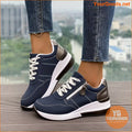 Women's Chunky Sneakers, Lace Up & Side Zipper Design Sports Shoes, Casual Outdoor Walking Trainers - YourGoods Online Shop