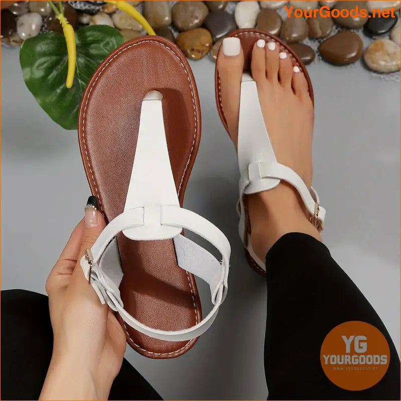 Womens Classic TStrap Casual Flat Sandals - YourGoods Online Shop