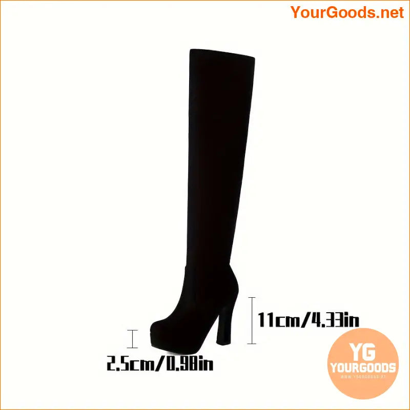 Womens Color Block Heeled OverTheKnee Boots - YourGoods Online Shop