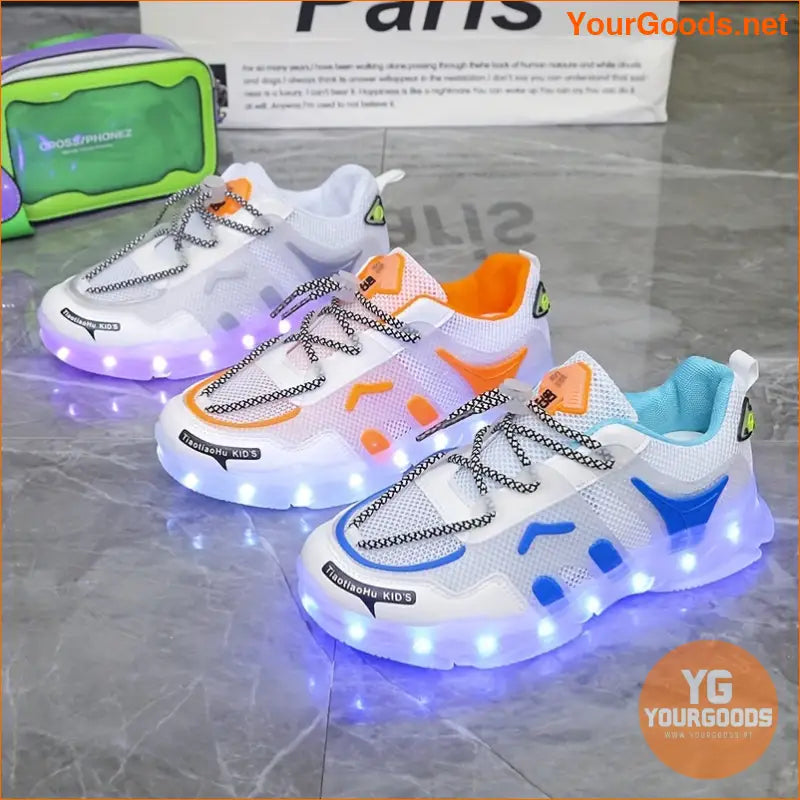 Women's Colorful Luminous Shoes, Lace Up Low-top Mesh Panel Flat Shoes, Casual Outdoor Sporty Shoes for Koningsdag/King's Day - YourGoods Online Shop