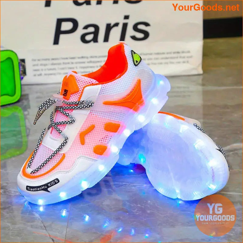 Women's Colorful Luminous Shoes, Lace Up Low-top Mesh Panel Flat Shoes, Casual Outdoor Sporty Shoes for Koningsdag/King's Day - YourGoods Online Shop