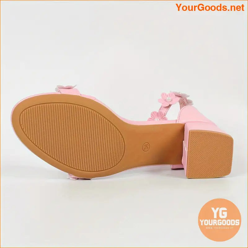 Womens Comfortable Mid Heel MaryJane Sandals Faux Leather - YourGoods Online Shop