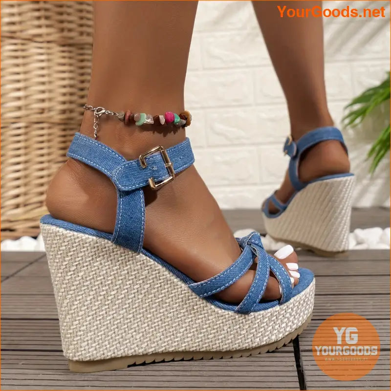 Womens Comfortable Wedge Heel Buckle Sandals - YourGoods Online Shop