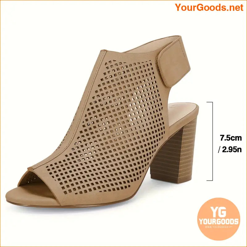 Womens Comfy Hollow Peep Toe Heeled Sandals - YourGoods Online Shop