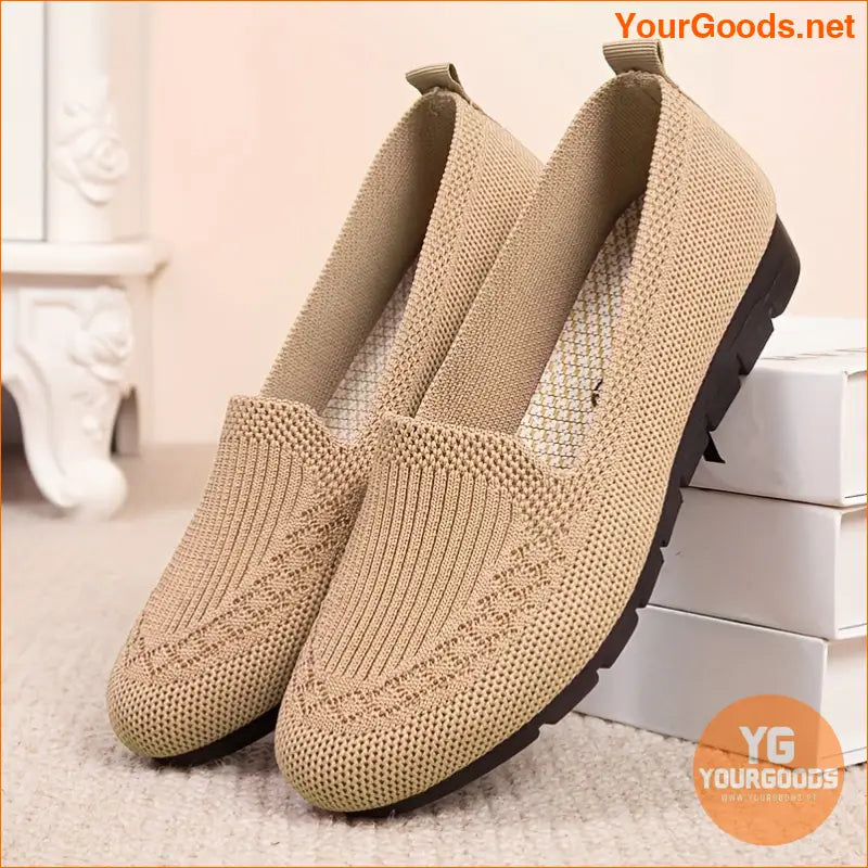 Womens Comfy Knit Loafers Lightweight NonSlip Casual Shoes - YourGoods Online Shop