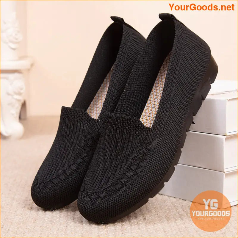 Womens Comfy Knit Loafers Lightweight NonSlip Casual Shoes - YourGoods Online Shop