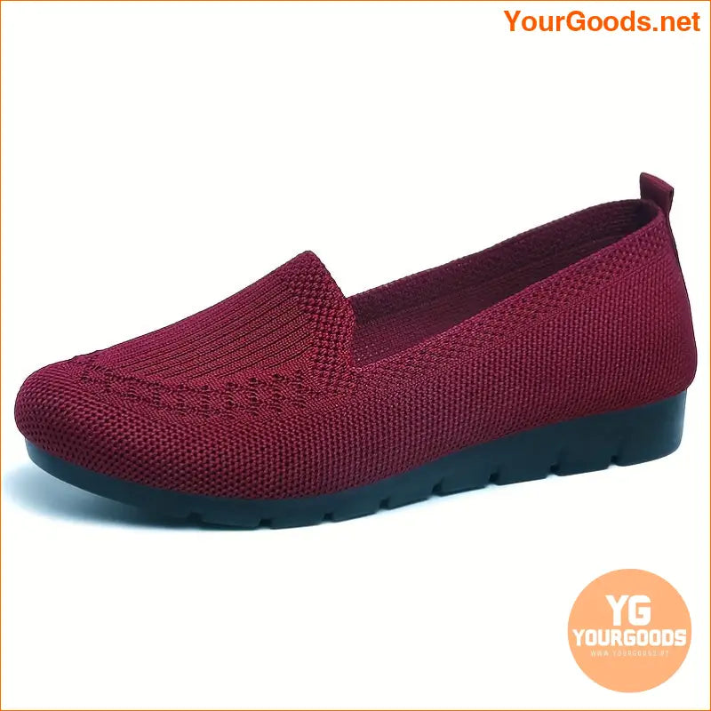 Womens Comfy Knit Loafers Lightweight NonSlip Casual Shoes - YourGoods Online Shop