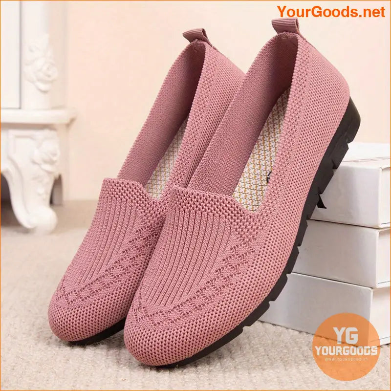 Womens Comfy Knit Loafers Lightweight NonSlip Casual Shoes - YourGoods Online Shop