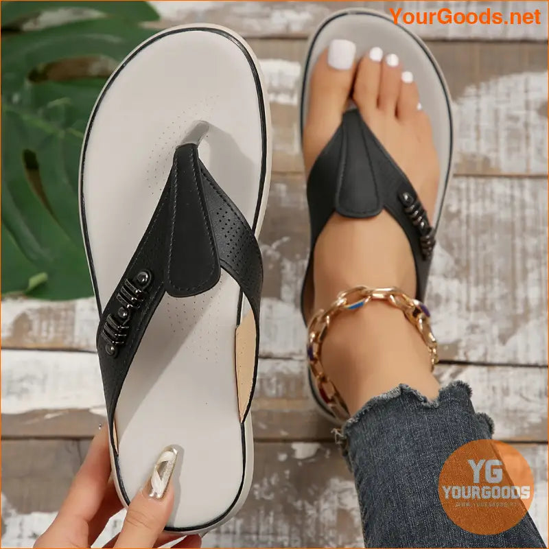 Womens Comfy Platform Flip Flops Summer SlipOns - YourGoods Online Shop