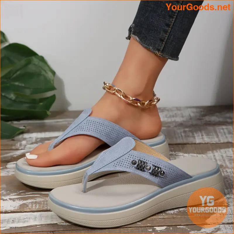 Womens Comfy Platform Flip Flops Summer SlipOns - YourGoods Online Shop