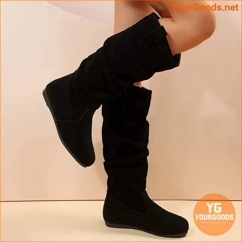 Womens Comfy PullOn KneeHigh Winter Boots - YourGoods Online Shop