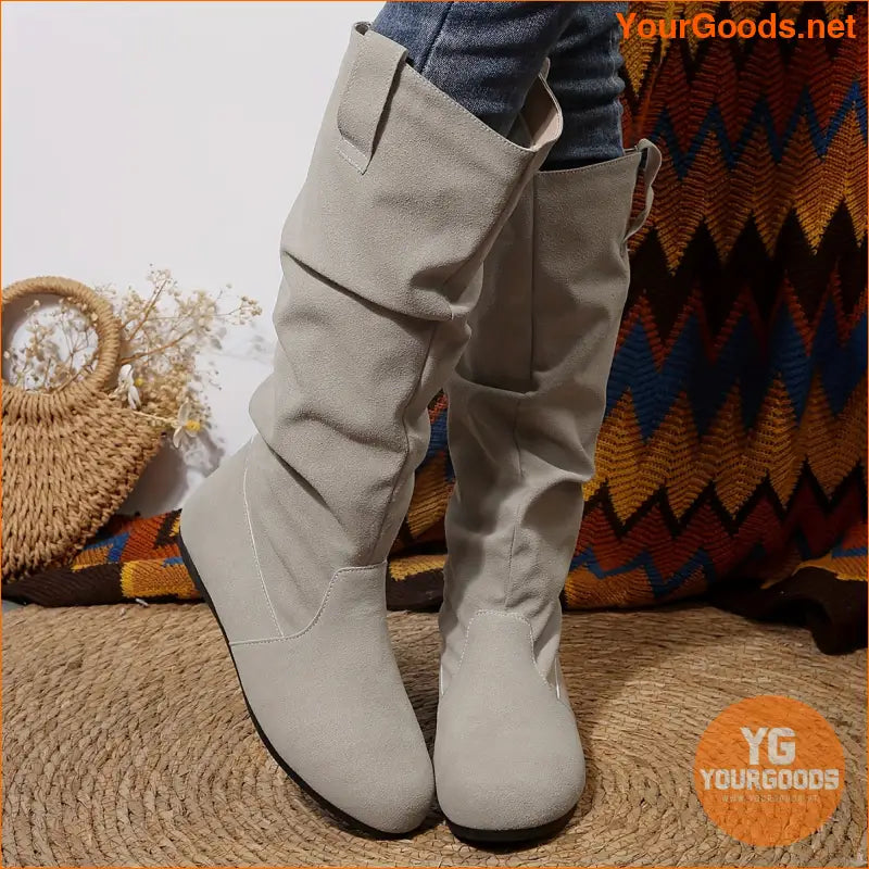 Womens Comfy PullOn KneeHigh Winter Boots - YourGoods Online Shop