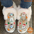 Womens Cozy Christmas Snowman Reindeer SlipOn Booties - YourGoods Online Shop