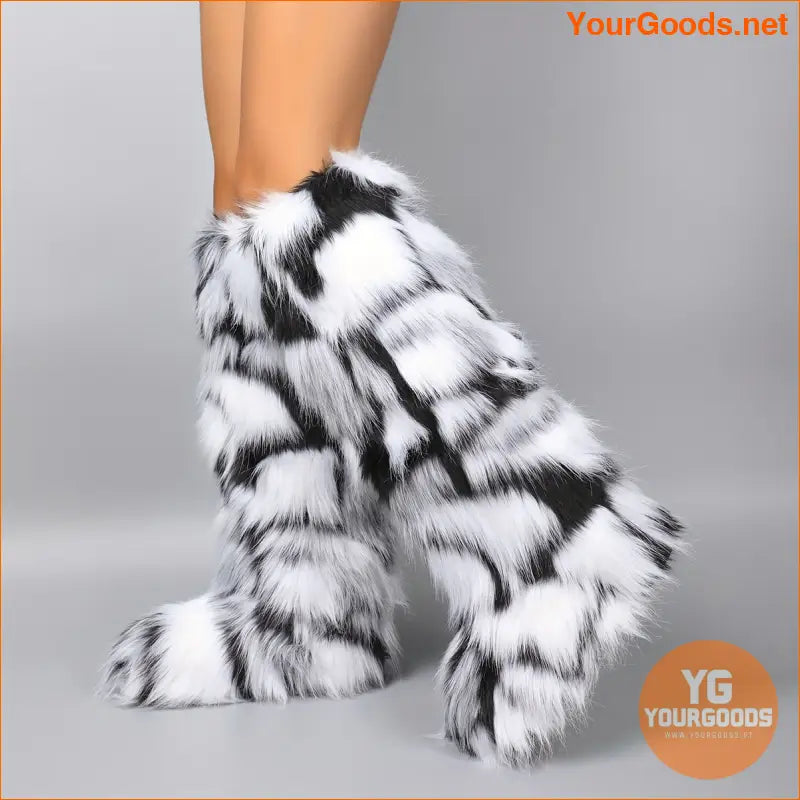 Womens Cozy Faux Fur High Knee Winter Boots - YourGoods Online Shop