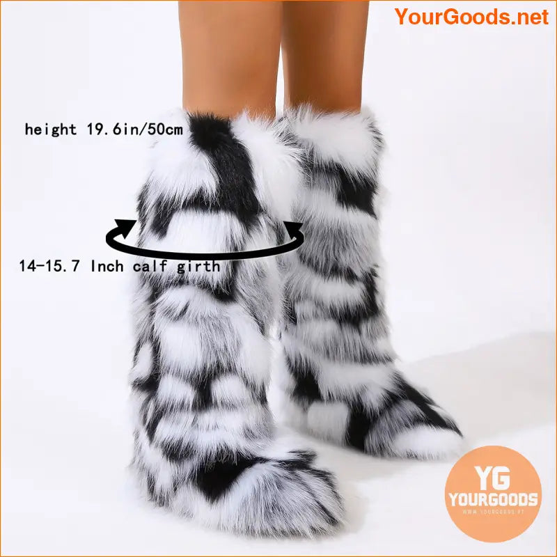 Womens Cozy Faux Fur High Knee Winter Boots - YourGoods Online Shop